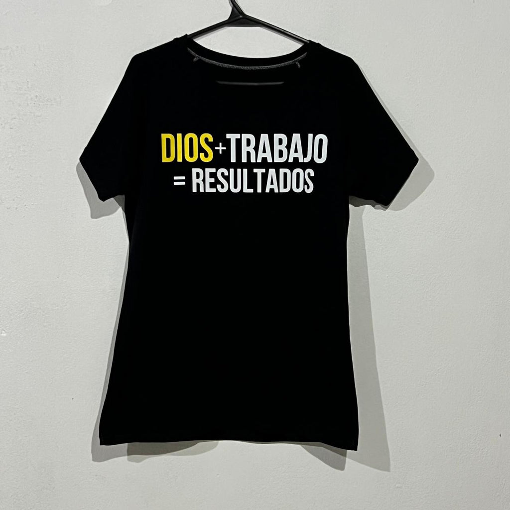 Remera manga ranglan "Dios + Trabajo = Resultados"